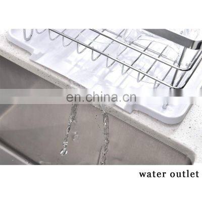 3 Piece Sturdy Kitchen Sink Side Draining Kitchen Counter Top Chrome Dish Drying Rack,Dish Rack and Drainboard Set photo-5