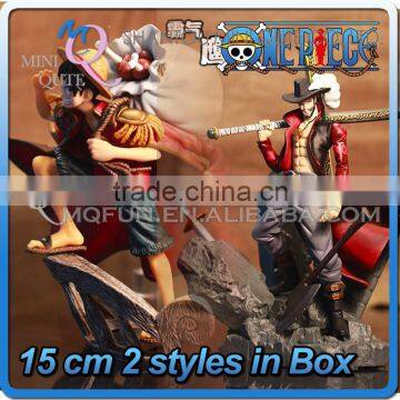 MINI QUTE 15 cm 2 characters japanese anime one piece action figure Monkey D Luffy & Dracule Mihawk brinquedos boy NO.MQ 065