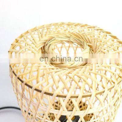 New Design Small Bamboo Table Lamp, Handmade Boho Style Night Light, Natural Bedroom Decorative Room Vietnam Manufacturer photo-4