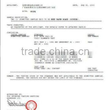 SGS CERTIFICATE FOR GREYBOARD