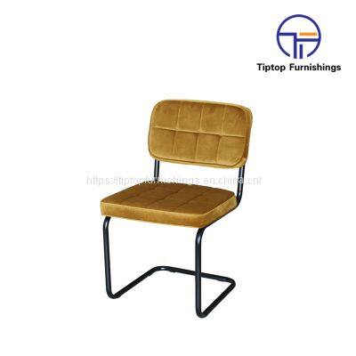 Tiptop Wholesale Factory Custom Cafe Metal Dine Armchair Restaurant Chair Modern Dining Room Furniture Velvet Fabric Dining Chairs photo-1