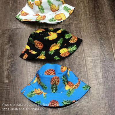 Fruit printing the women's doubles the fisherman cap face basin cap topi spring and summer fashion folding sun hat