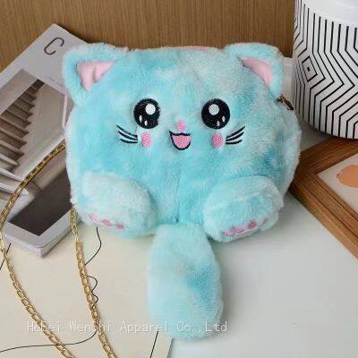 19Plush bag cute cat bag shoulder crossbody bag children's fur bag wholesale winter style