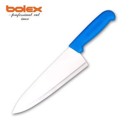 Cook Knife China Sharpening Grinding Services Omcan PROFESSIONAL CATER CHEFS COMMERCIAL KITCHEN HOSPITALITY KNIVES SUPPLY COLOUR CODED HANDLE Hollow Grind Flutes Edge photo-3