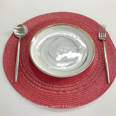 Wholesale 38 cm Red Colored Round Table Place Mat For Wedding Table Decoration