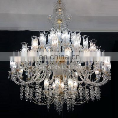 wedding decoration chandelier hotel hanging glass lampshade restaurant chandelier lamp