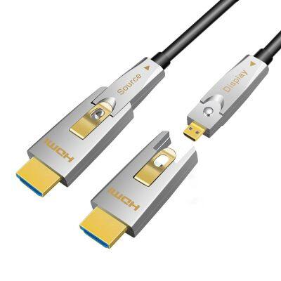 OEM Factory Wholesale Detachable Armored 8K Fiber Optic HDMI 2.1 AOC-Active Optical Cable AM to Micro-D for easy pipe pulling