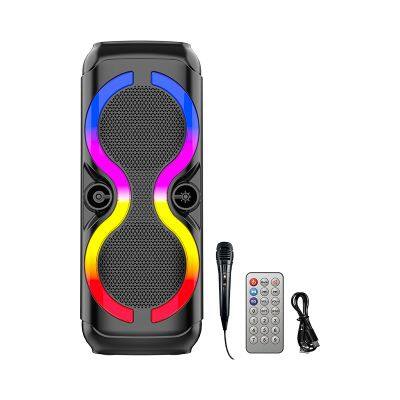 ZQS8230 OEM bass sound 30W power dual 8 inch speaker wireless party speaker with colorful lights