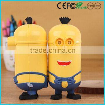 Cartoon minion usb port power bank 6600mAh power safe battery charger