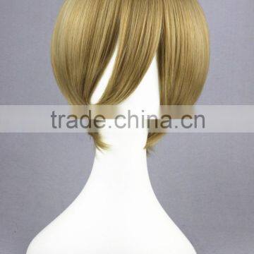High Quality 35cm Short Straight Gin Tama-Okita Sougo Blond Synthetic Anime Wig Cosplay Costume Hair Wig Party Wig photo-3