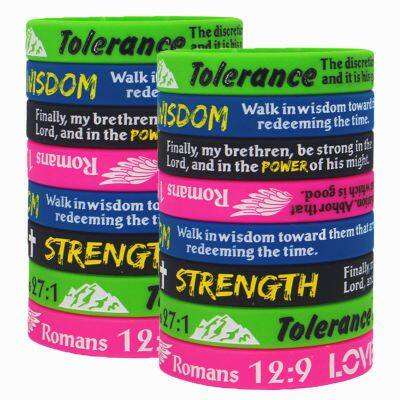 Factory Price Hot Sale Religious Quotes Faith Bible Custom Silicone Bracelet photo-1