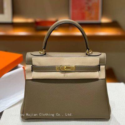 Top-Grain Cowhide Keli Bag With Inner Stitching of Calfskin, Hand-Held Bag, Shoulder Lock Mouth Bag, Genuine Leather Women′s Bag photo-3