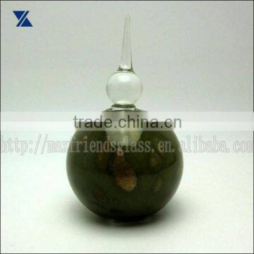 Green With Golden Dot Hand Blown Glass Perfume Bottle