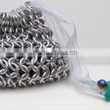 Stainless Steel DIY Chainmail Dice Bag, Fashion Travel Cosmetic Bag