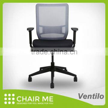 Gray mesh, blue office chair, black backrest, mesh chair, ergonomic chair, adjustable armrest, nylon base