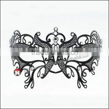 Luxury Elegant Silver Metal Laser Cut Beatles Mask with Rhinestones Crystal