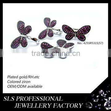 Ruby Stone setting Butterfly shape jewelry set 925 sterling silver gemstone jewelry