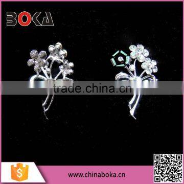 Elegant Lady Shoe Buckle Silver Plating Floral Clip Buckle Rhinestone Decoration