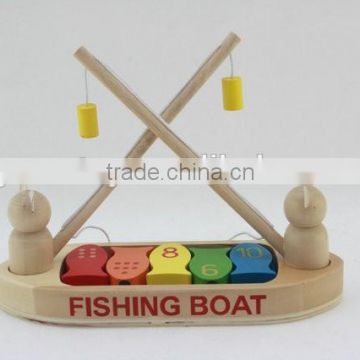 Wholesale wooden toy fishing boat for children