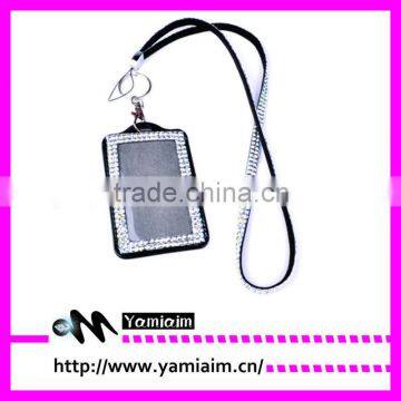 Bicolor two color bling beaded rhinestone lanyard with id badge holder