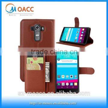 Lichee Pattern flip leather cover for LG G4 Wallet Case
