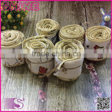 Customized size lovely customized cartoon DIY crafts decoration burlap and cotton roll