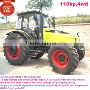 80hp to 130hp tractor,12F+4R shift right side,hydraulic steering,dual disc clutch,540/1000 PTO,diesel engine,cabin with A/C