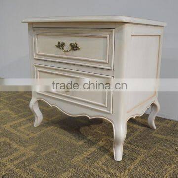 Vintage White French Provincial Antique Furniture Wooden Beside Table With 2 Drawers photo-2