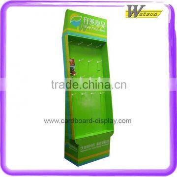 custome-made shop cardboard retail display stand with hook for food