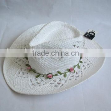 cowboy straw hat decorating with flower for lady