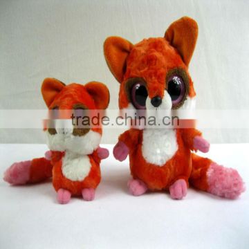 Cute big eyed red fox plush toy factory sale