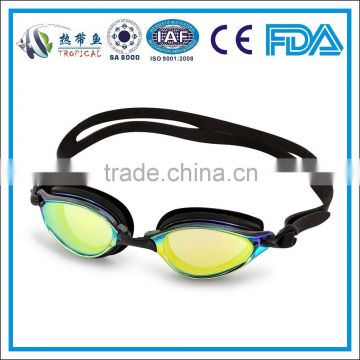 Mirror coated top brand adult swimming goggles with UV 400 protection lens