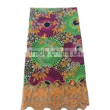 wax holland printed fabric with embroidered design guipure cord lace in guangzhou