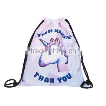 Brand New 3D Printed Emoji Unicorn Sports String Backpack Bag