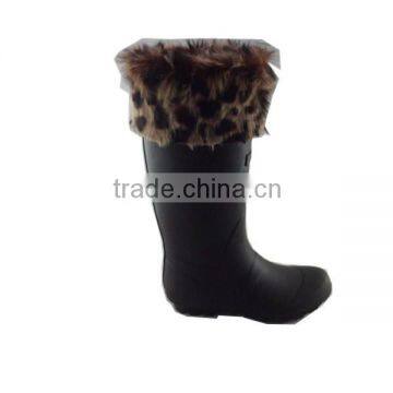 women warm winter knee high rubber rain boots with fur