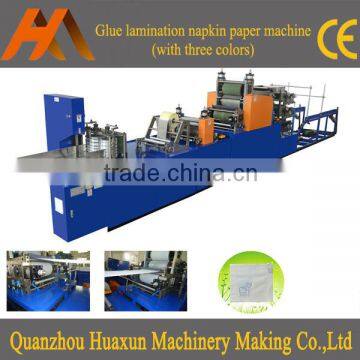 Automatic embossing serviette paper lamination folder tissue napkin convert machine