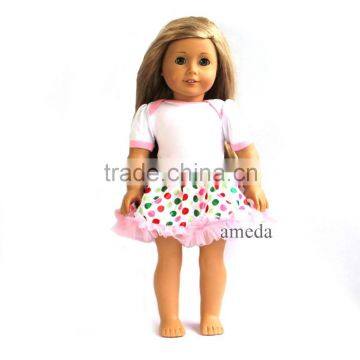 18" American Girl Doll Xmas Colorful Polka Dots Light Pink Party Dress Tutu Clothes Outfit