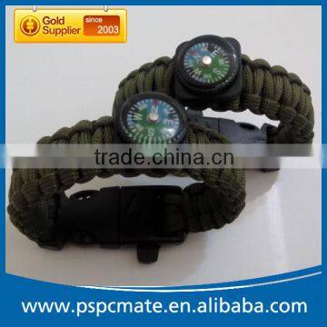 Emergency Paracord Bracelet with Flint Compass Whistle