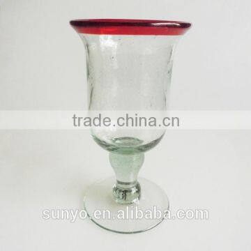 Hand Blown Red Colors Solid Round Juice Drinking Glasses High Quality