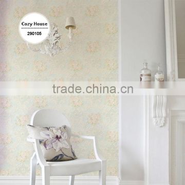 2016 new embossed pvc wallpaper, beige royal damask wall paper for backdrop , noble wallcovering supplier