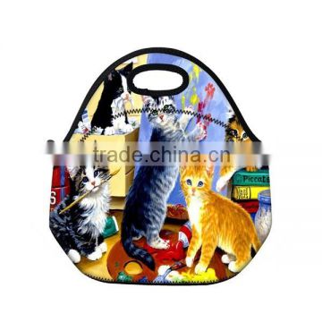 Fashion colorful neoprene lunch tote bag for adult