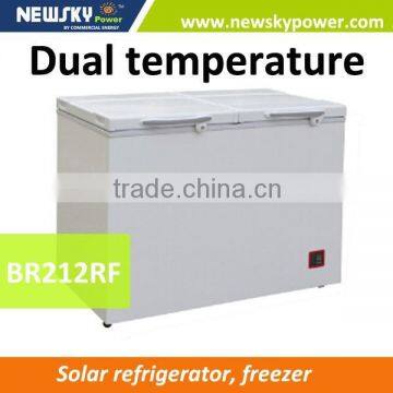 DC compressor solar dual temperature control freezer refrigerador BR212RF