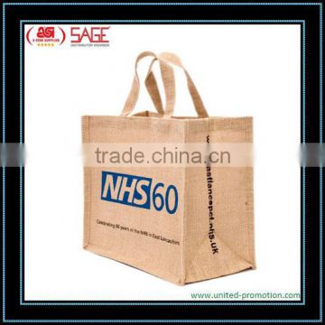 Printed jute shopping bag