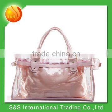 Clear transparent pvc tote large capacity beach bag for women