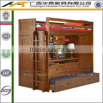 Solid wood bed with stairs,student bed with drawer