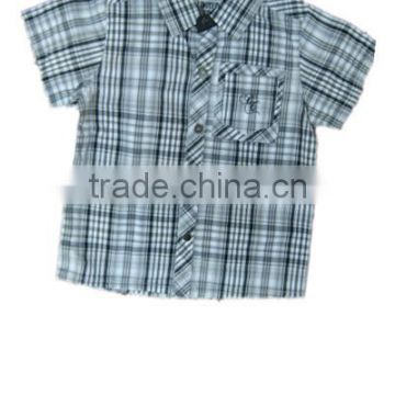 kids wear children clothes hot sell hight quality children plaid shirt short sleeves teenage school shirt