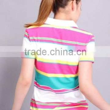 Colorful women fashion polo shirt,short sleeve ladies' striped polo t-shirt ,ladies polo collar t-shirt