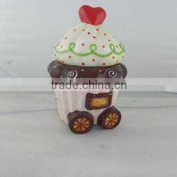 ceramic cookie jar with cupcake design