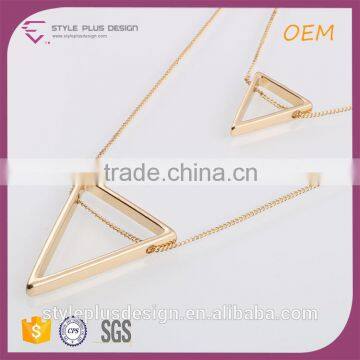 N72446I02 Party Occasion Copper Alloy Evil Eye Gold Triangle Hollow Turkish Necklace Designs photo-2