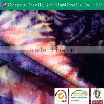 Tie dye custom floral print polyester spandex stretch knitted fabric for home textile, cloths ZJ016